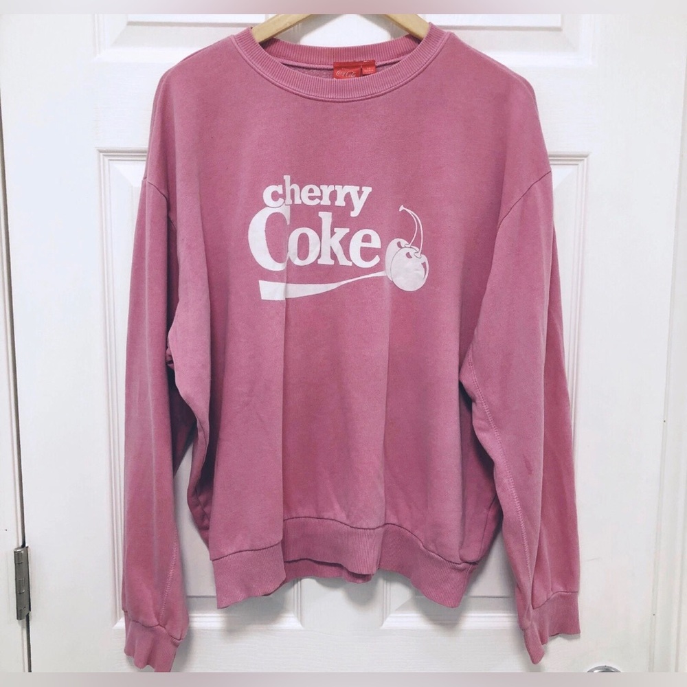 Coca Cola Pink Crew Neck Sweater Soft Casual Style size L Vintage